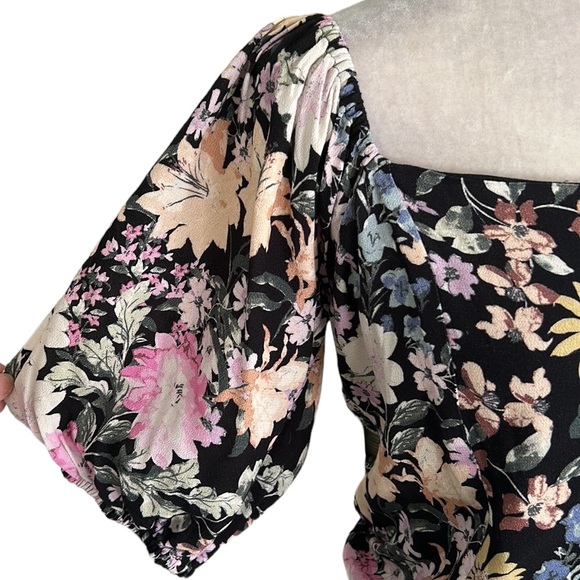 Saltwater Luxe Lenny Multi Floral Oasis Puff Sleeve Off Shoulder Crop Top - M - Picture 6 of 16